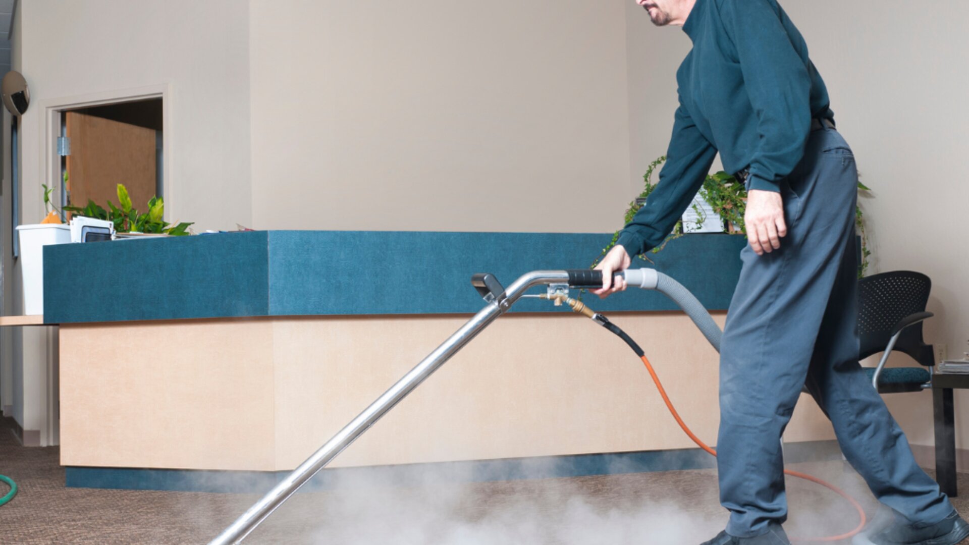 Steam cleaning carpet