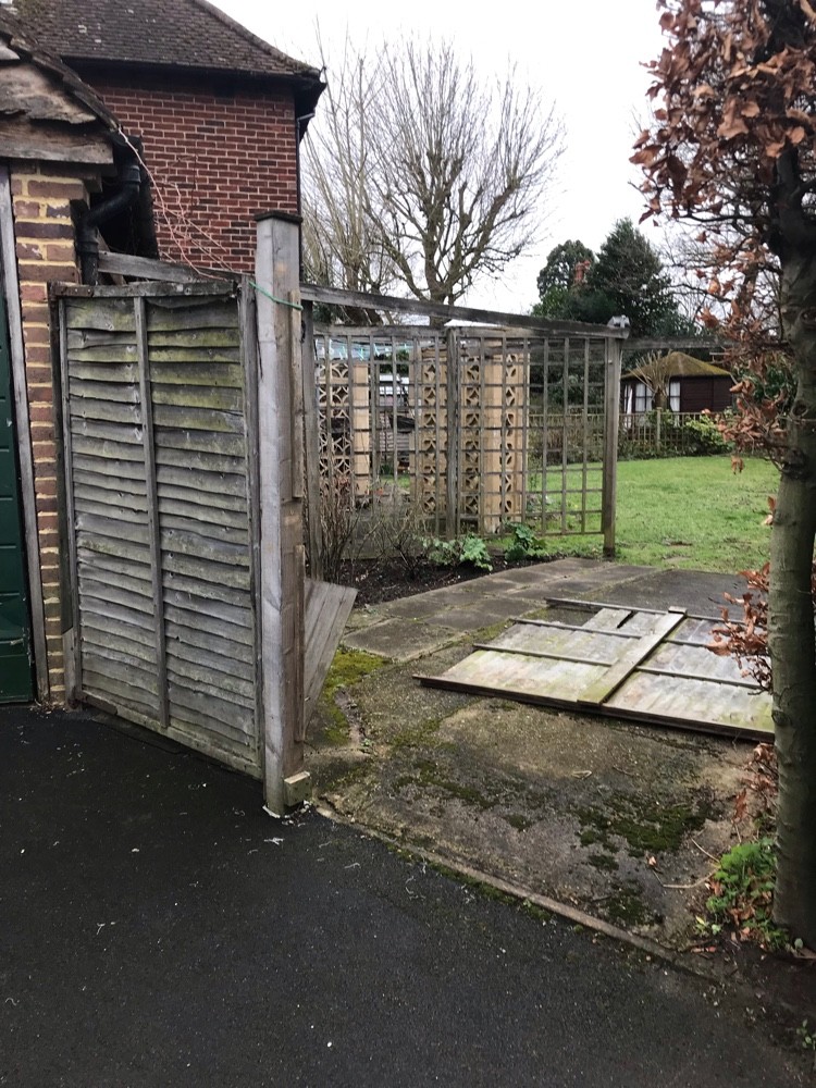 Garden and old fencing before landscaping works
