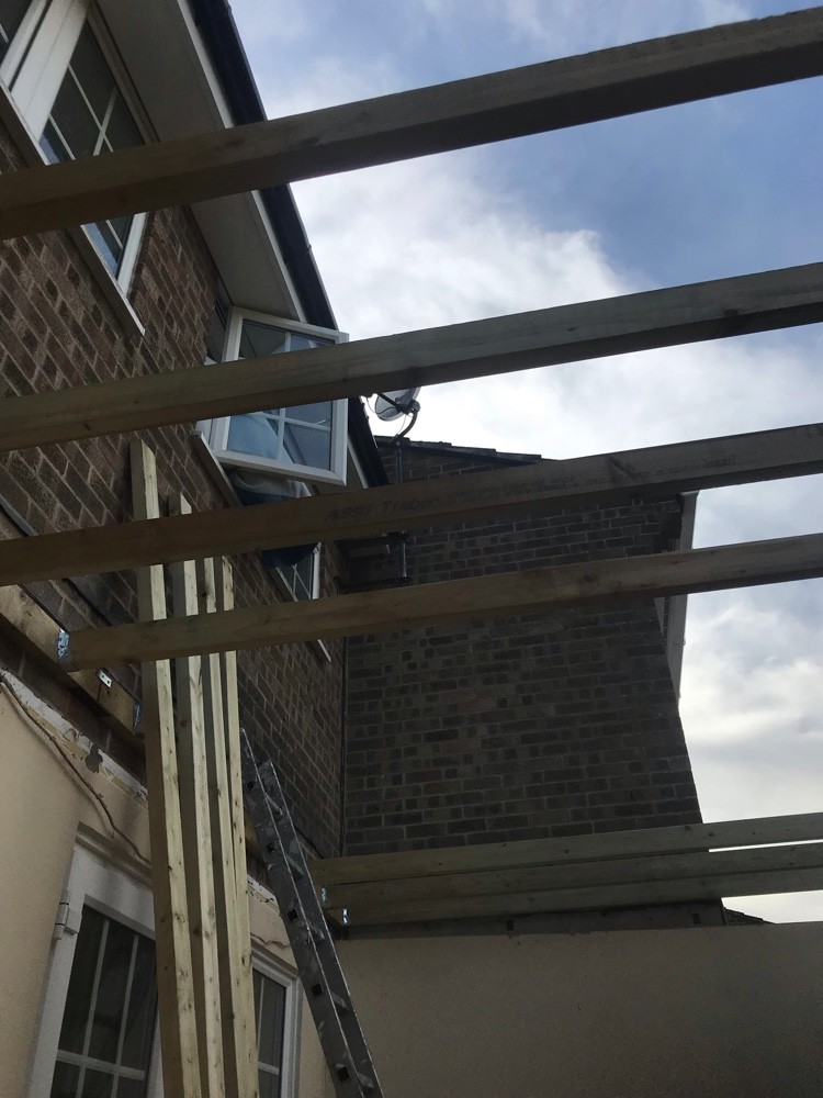 Timber frame installed for a rear extension